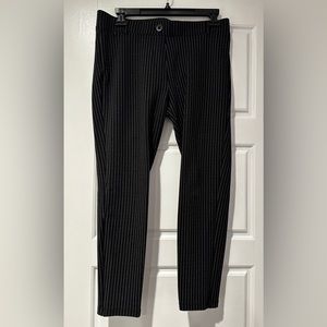 Betabrand Skinny-Leg Classic Dress Pant Yoga Pants, Black Pinstripe